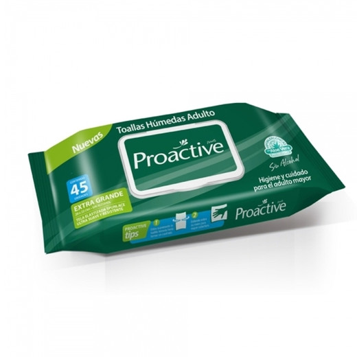 Super El Trebol Proactive Toalla Húmeda Adulto X 45 Uds