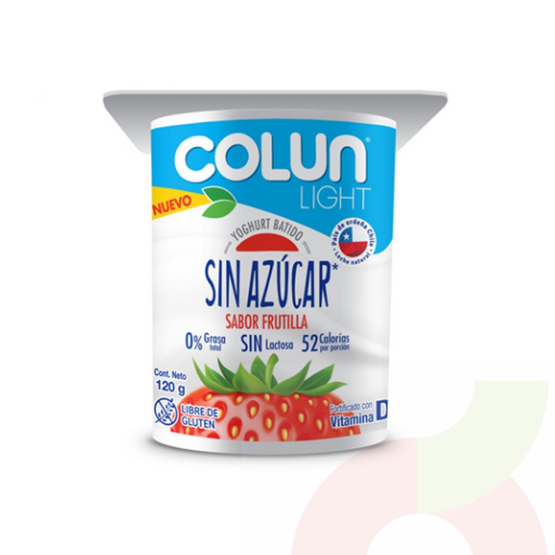 Yoghurt Light Frutilla sin Azúcar Colun120Gr Supermercados Eltit