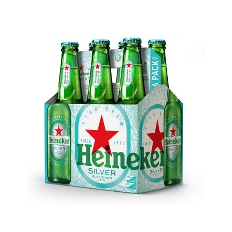 Super El Trebol - Six Pack Cerveza Heineken Silver Botella 330 Cc.