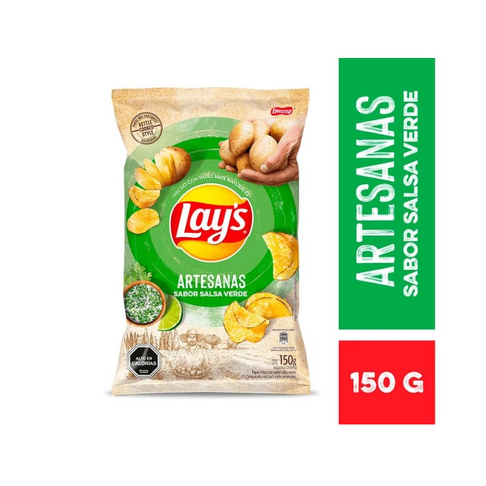 Super El Trebol Papas Lays Artesana Salsa Verde 150 Gr