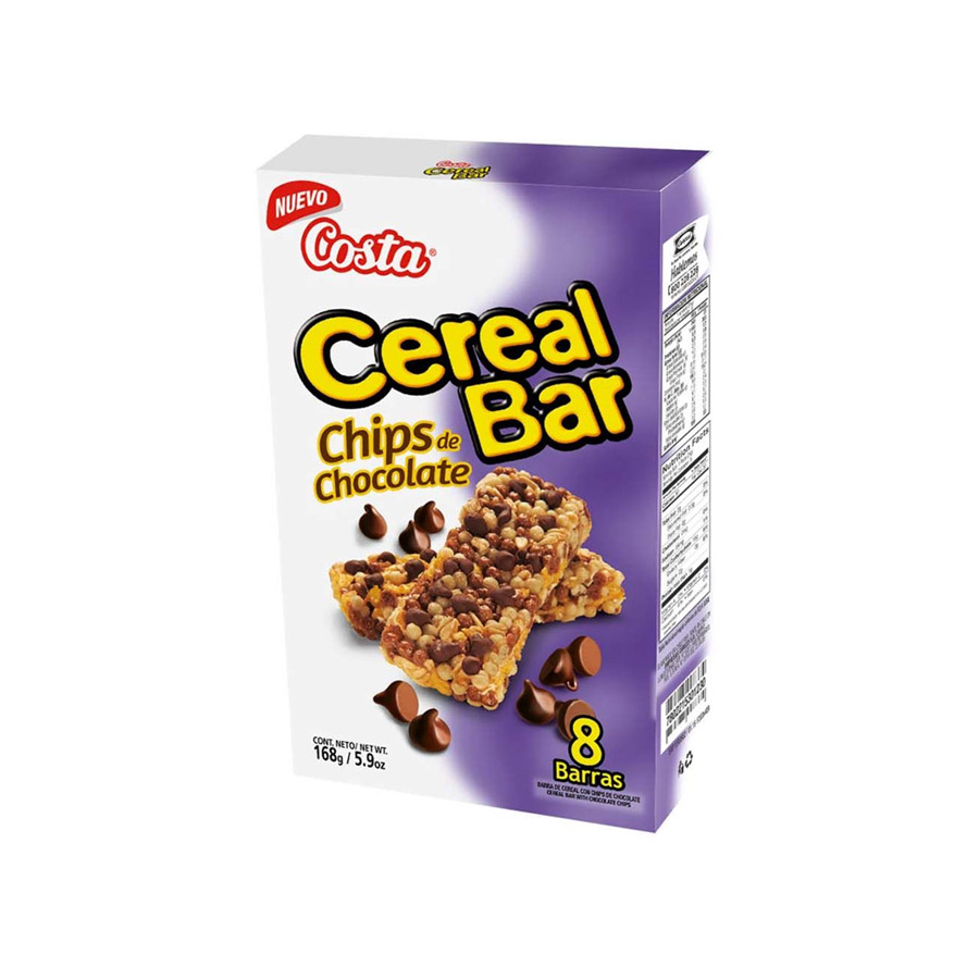Super El Trebol Cereal Bar Costa Choco Chips 8 unidades