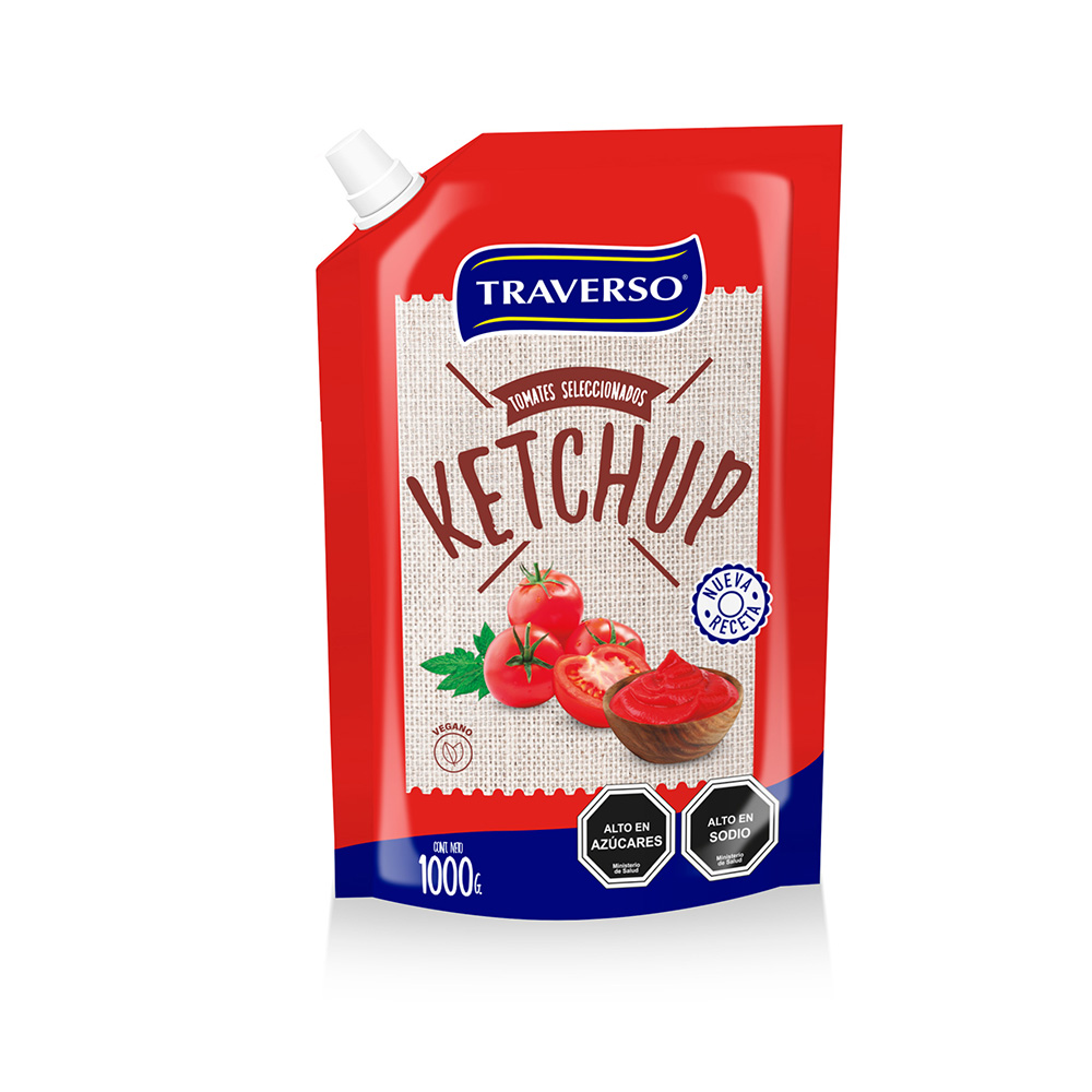 Ketchup Doypack 1kg - Caja 12 Unidades - Traverso