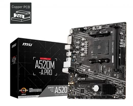 Placa madre MSI A520M-A PRO, Para AMD Ryzen Socket AM4, Gigabit LAN