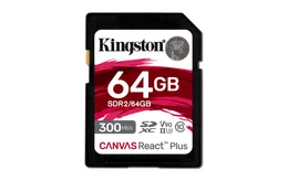 Tarjeta de memoria SD Kingston Canvas React Plus, 64GB, UHS-II Clase 10