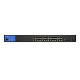 Switch Linksys LGS328MPC, administrado, Gigabit Ethernet, 24 puertos con 4 ranuras SFP, PoE+