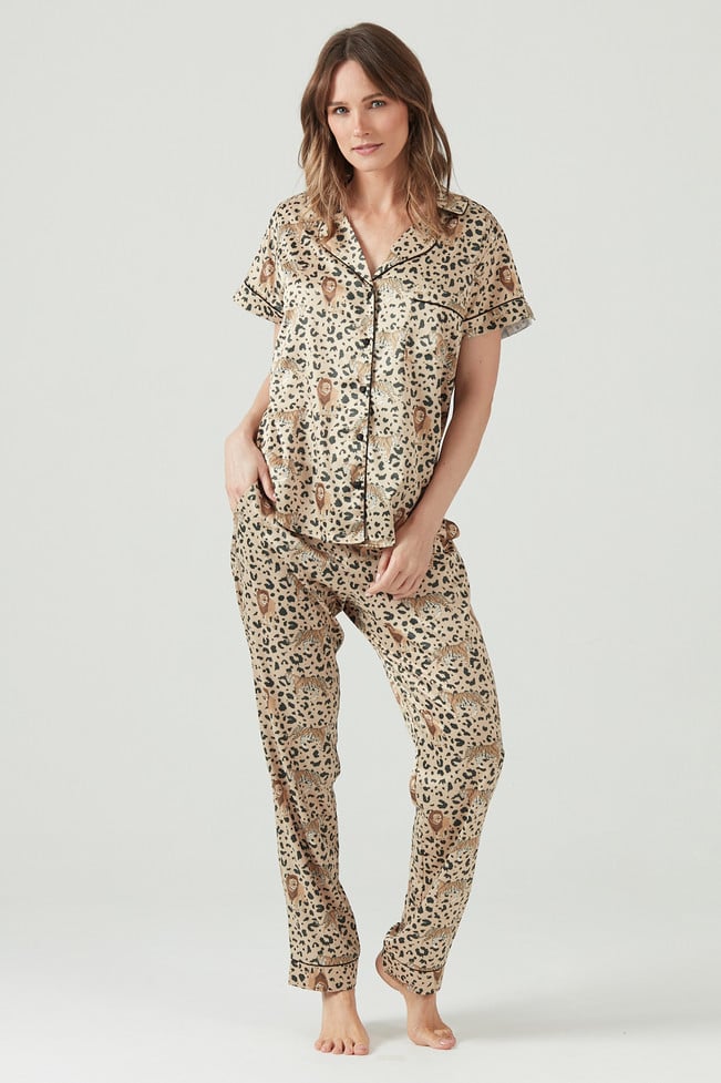 Pijama Roma Pantalon Largo Beige Estampado