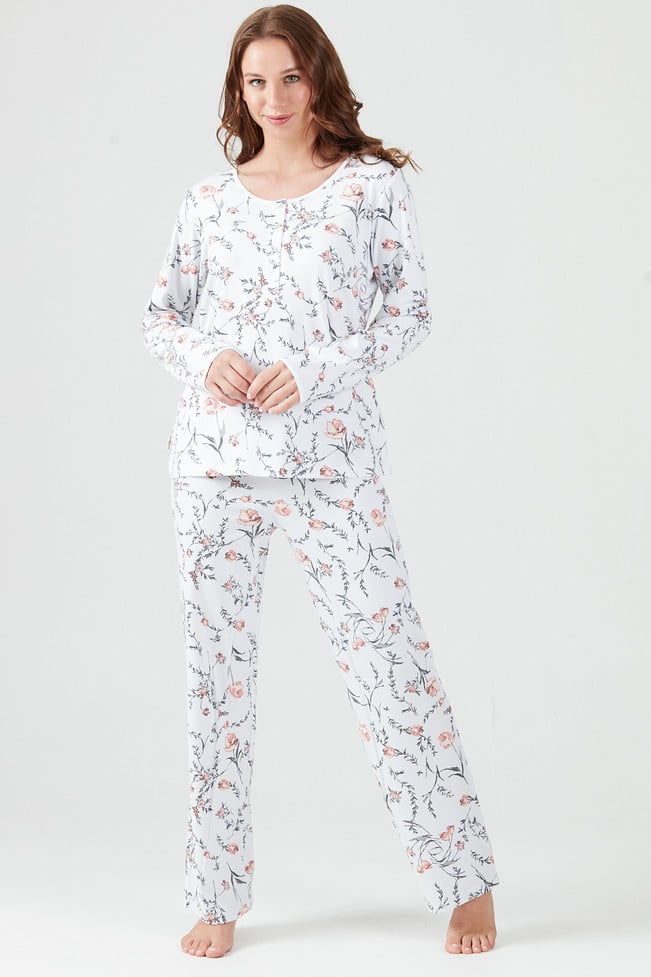 Pijama New Cuore Pantalón Largo Ivory Estampado