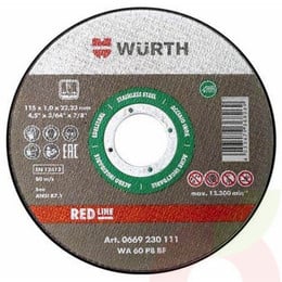 Disco de Corte Rojo Inoxidable 180x1.8x22.2mm Wurth