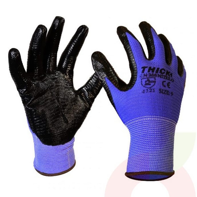 Guantes de Seguridad Nitrilo Rugoso Azul Kuppel - Guantes Seg. Nitrilo Rugoso Azul Kuppel