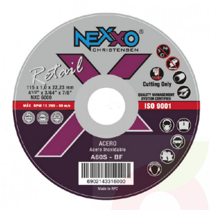 Disco de Corte Acero 4 1/2 1MM Nexxo - disco corte nexxo.jpg