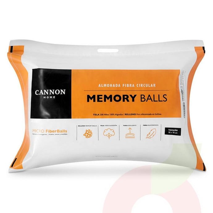 Almohada Memory  Balls 200 hilos Cannon  - Almohada Cn 200H 50X70 Alg.Fiber