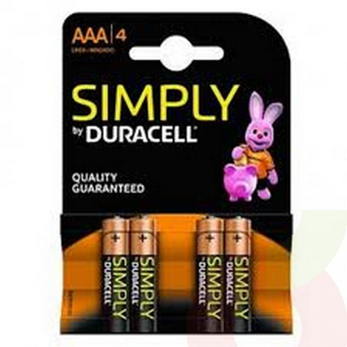 Pilas Mini AAA 4 Unidades 1.5V Duracell  - Pila Duracell Mini Aaa X 4 Uni. 1.5V