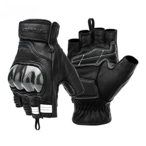 Guantes de cuero para motociclismo Motowolf 0334-BK