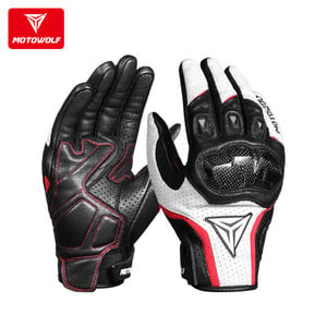 Guantes para motociclismo de cuero Motowolf MDL0305 - blanco