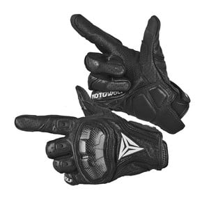 Guantes para motociclismo de cuero Motowolf MDL0305 - negro