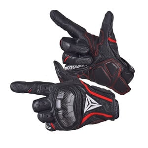 Guantes para motociclismo de cuero Motowolf MDL0305 - rojo