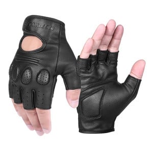 Guantes de cuero para motociclismo Vintage Motowolf 0311B Dedos cortos