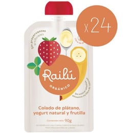 Pack 24 Railú Colado Plátano yogurt natural y frutilla