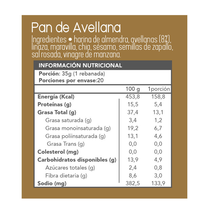 Pan de Avellana Keto 700 gr.