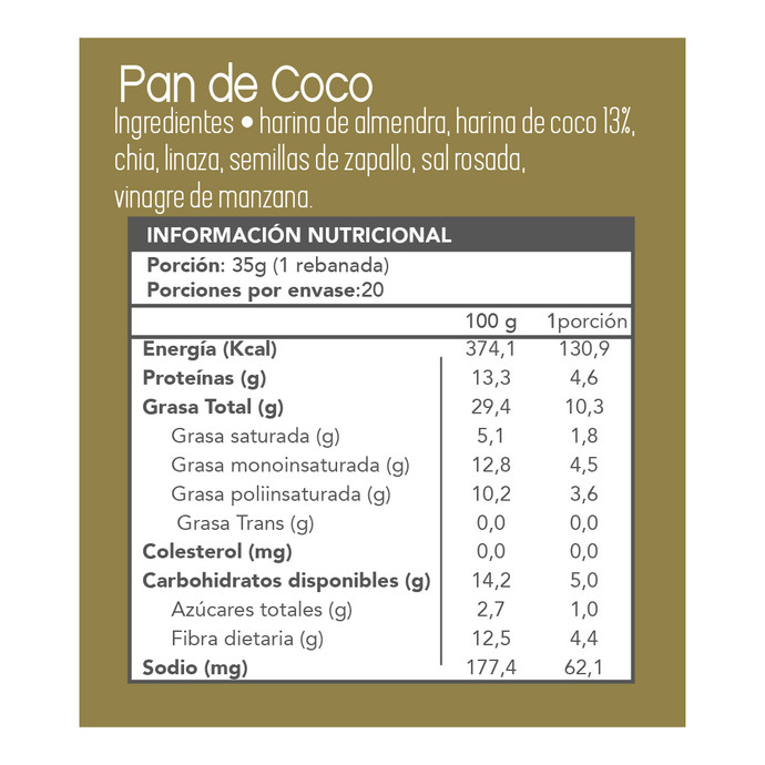Pan de Coco Keto 700 gr.