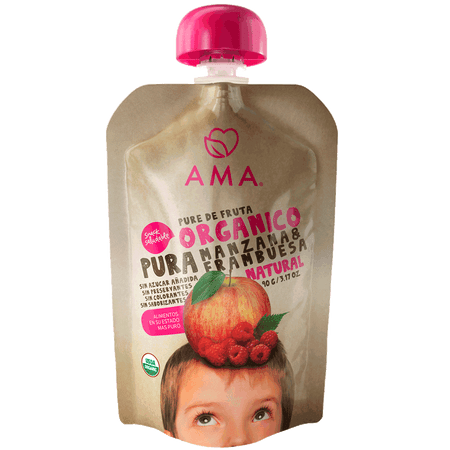 Pure de fruta orgánico manzana y frambuesa 90g AMA