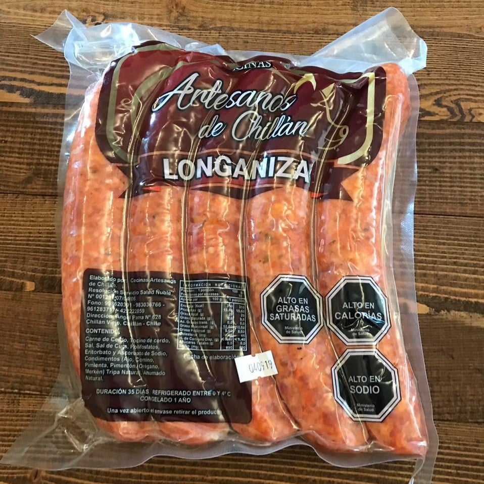Longaniza Premium Los Artesanos de Chillán 100% Cerdo 1kg al vacío