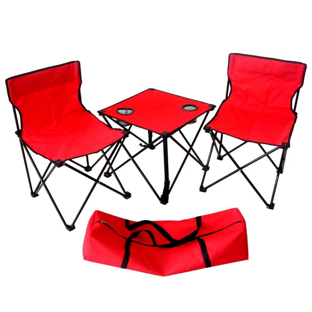 Set de Mesa con 2 Sillas Plegables Outdoor Rojo