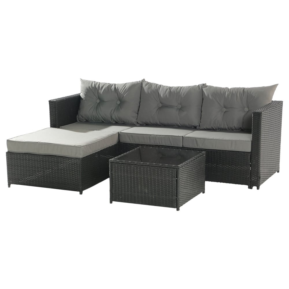 Seccional Intercambiable 3 Cuerpos Terraza Sofa + Mesa gris