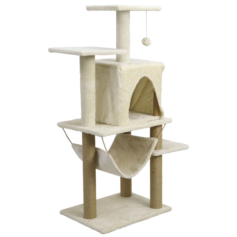 Torre Rascador Para Gatos Casa-Hamaca 113cm Beige