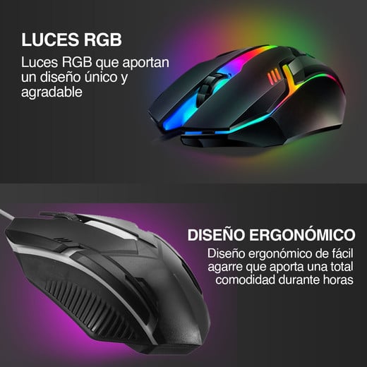 Pack Teclado Metal RGB + Mouse 1600dpi Gamer Negro