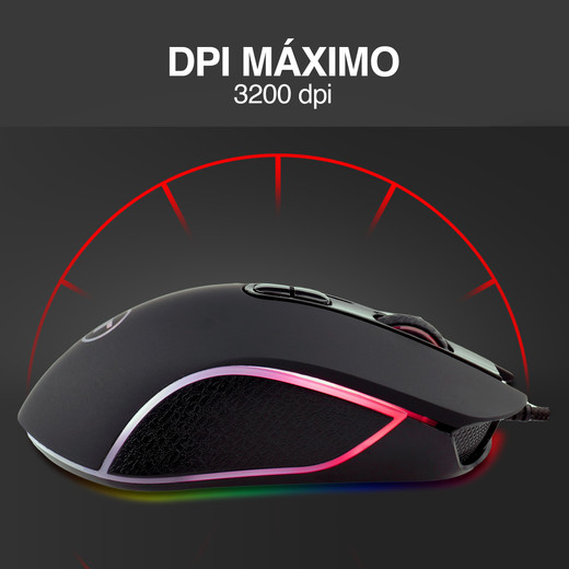 Mouse Gamer M14 3200 DPI Luces Led RGB USB Negro