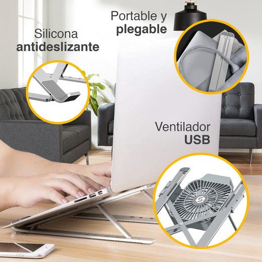 Soporte para Notebook Plegable con Ventilador USB