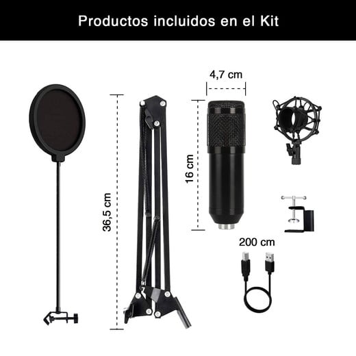 Kit Micrófono Condensador Cardioide BM-828