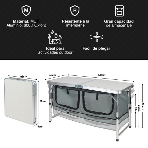 Mesa de Camping Plegable Multicolor