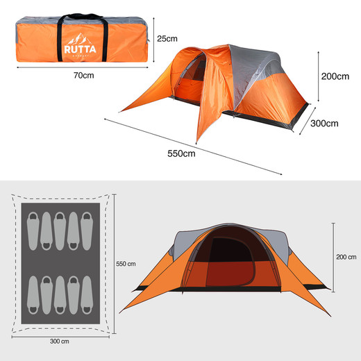 Carpa 10 Personas Camping Outdoor Naranjo