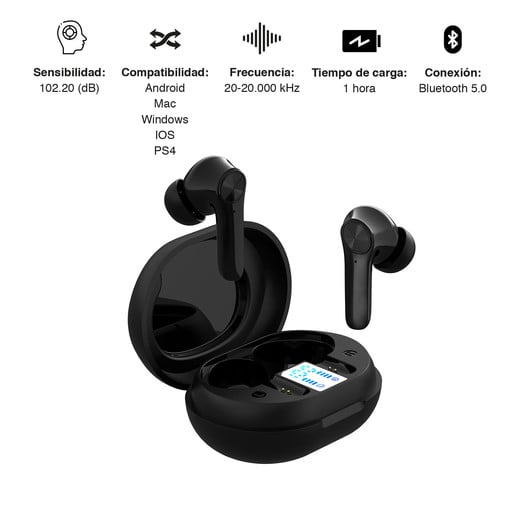 Earbuds Reisen ANC Noise Cancelling IPX4 Negro
