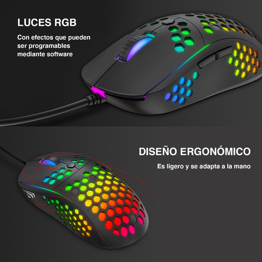 Mouse Gamer RGB 10000 DPI 7D MS878 Negro