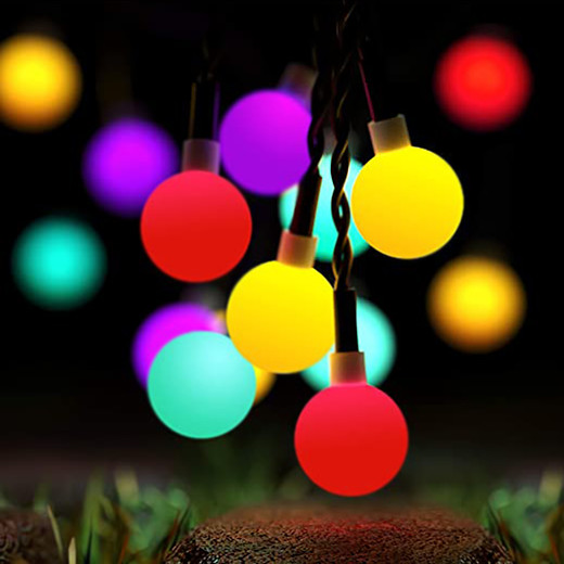 Guirnalda Solar Esferas Luces LED Navidad Colores
