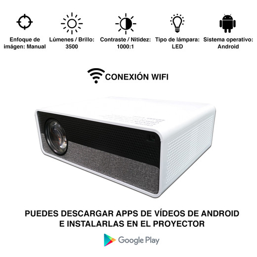 Proyector Q9 Android Full HD 3500 Lúmenes Blanco