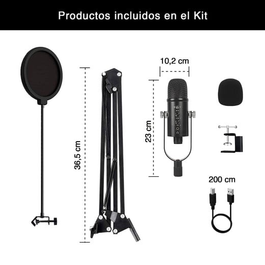 Kit Micrófono Condensador Cardioide BM-86
