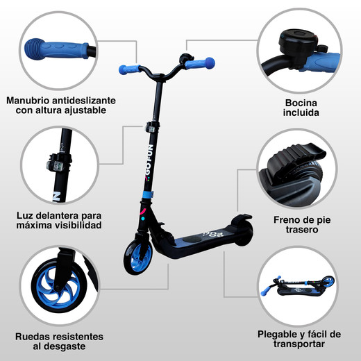 Scooter Eléctrico Plegable 10 Km/h Go Fun Azul