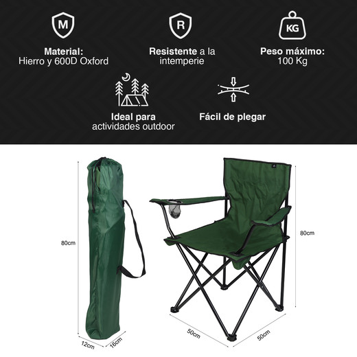 Silla Plegable Camping Verde