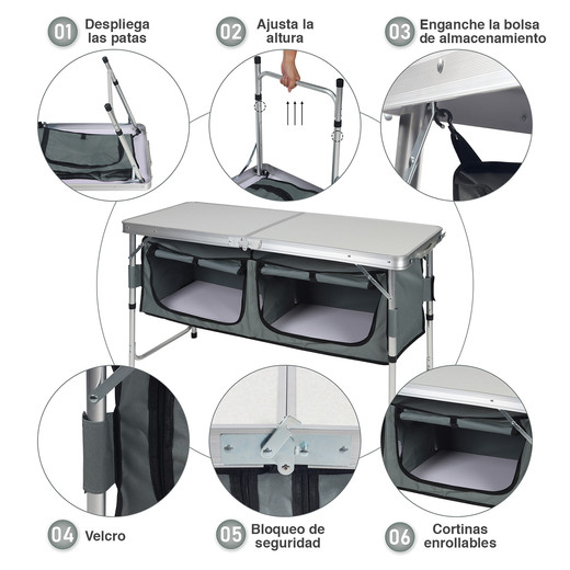 Mesa de Camping Plegable Multicolor