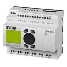 EASY800 alimentación 24Vdc, 12DI (4 pueden ser Análogas),  6DO tipo relé 10 Amps, reloj tiempo real