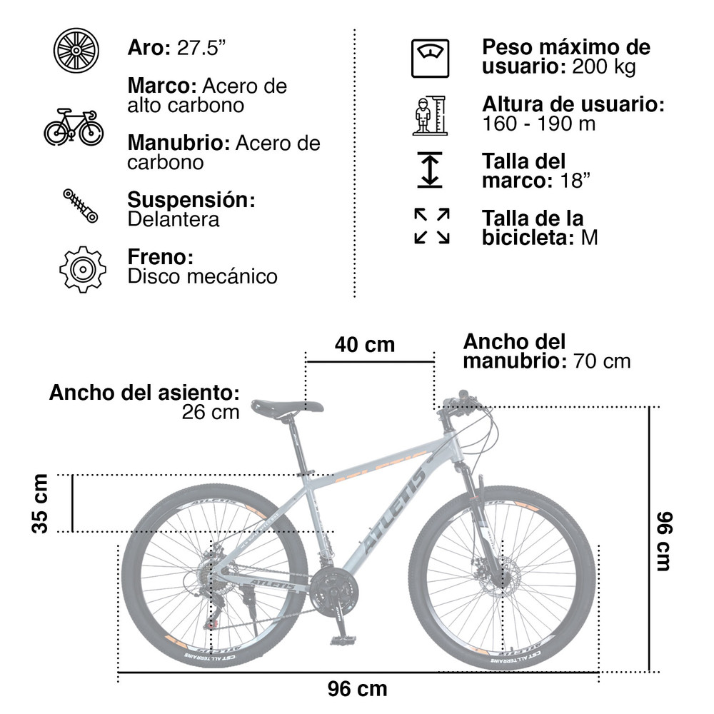 Atletis Bicicleta Mountain Bike Ridge Aro 27 5