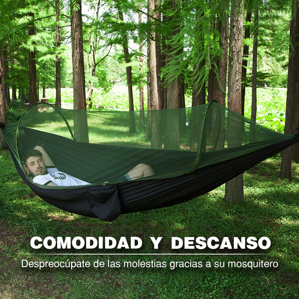 Atletis - Hamaca Camping Outdoor con Mosquitero Verde