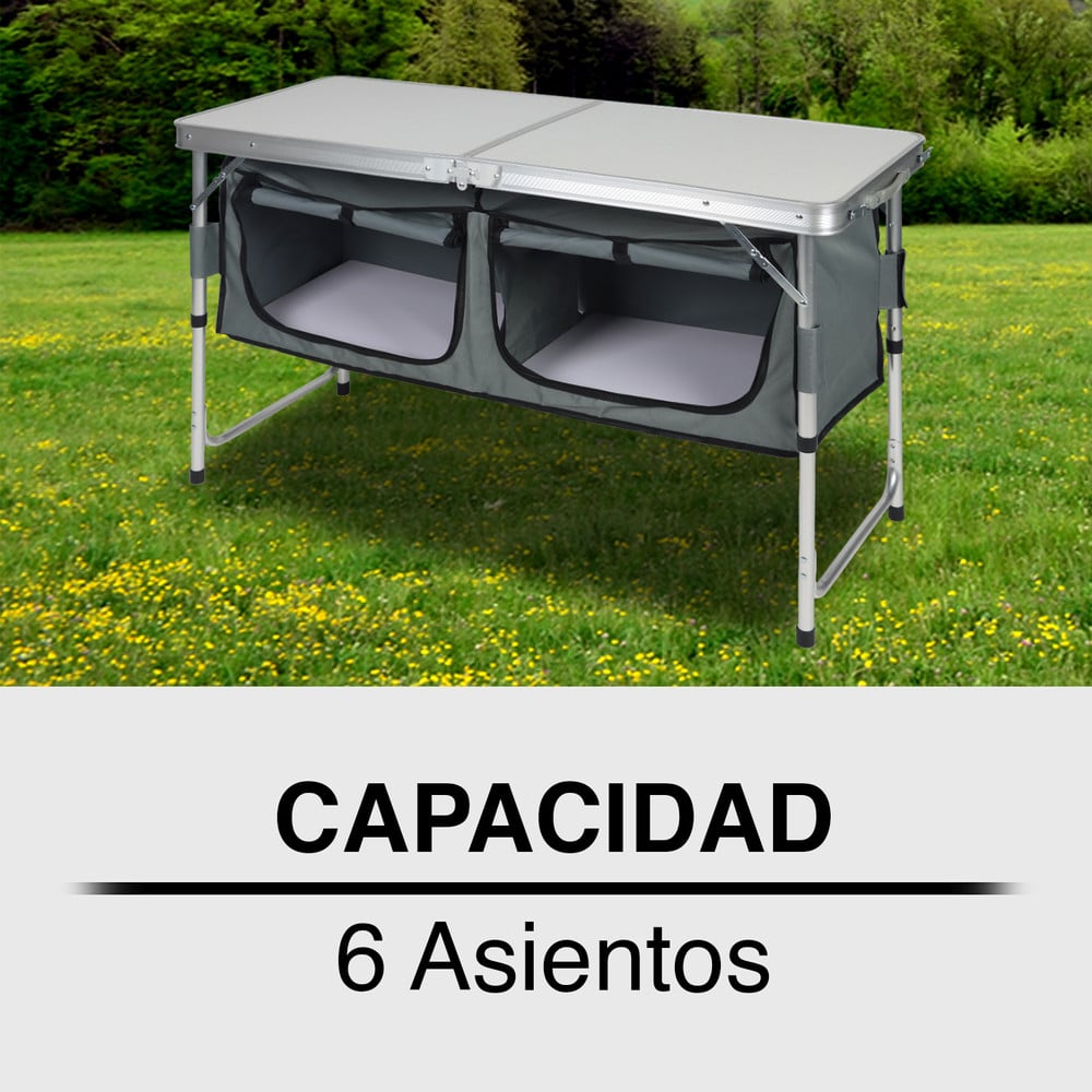 Atletis - Mesa de Camping con Asientos Blanco