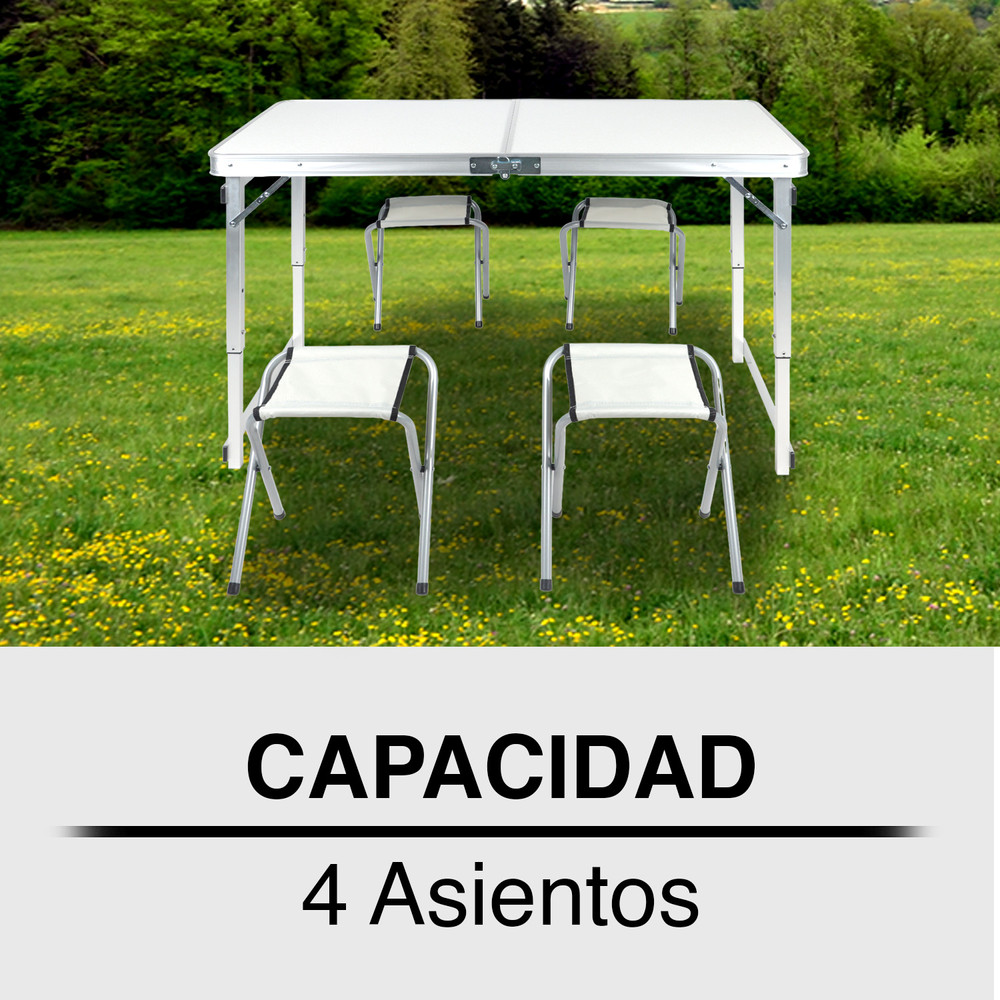 Atletis - Mesa de Camping con Asientos Blanco