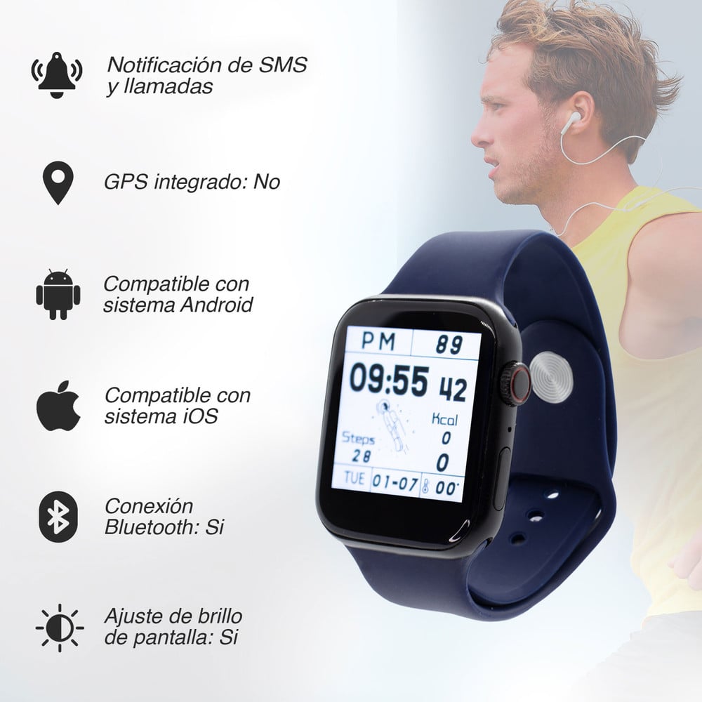 Atletis - Reloj Inteligente Smartwatch ZN76 Azul