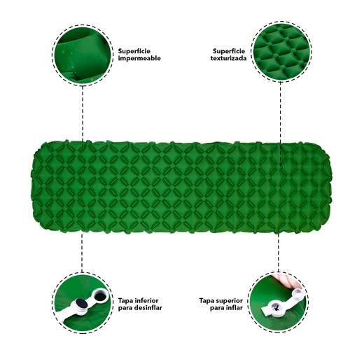 Colchoneta Inflable Outdoor Camping Verde